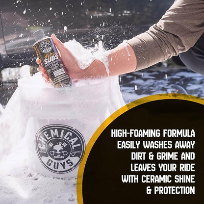 Chemical Guys HydroSuds Ceramic SiO2 Shine High Foaming Car Wash Soap (Works with Foam Cannons, Foam Guns or Bucket Washes) for Cars, Trucks, Motorcycles, RVs & More, 32 fl oz, Berry Scent - CWS21232
