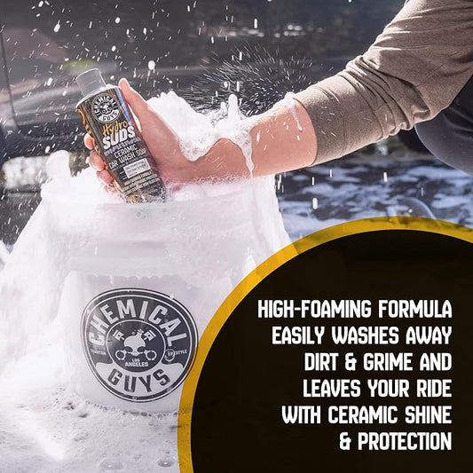 Chemical Guys HydroSuds Ceramic SiO2 Shine High Foaming Car Wash Soap (Works with Foam Cannons, Foam Guns or Bucket Washes) for Cars, Trucks, Motorcycles, RVs & More, 32 fl oz, Berry Scent - CWS21232