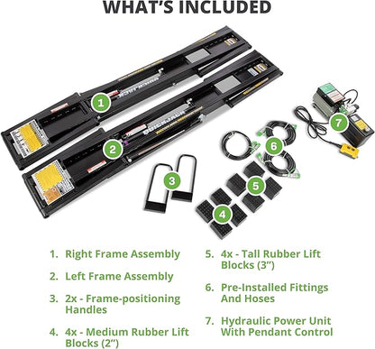 QuickJack 8000TLX Portable Car Lift with 8,000lb Capacity, with 110V Power Unit, Safe & Portable Design Garage Lift for Home, Garage, Shop, or Mechanic Auto Repair