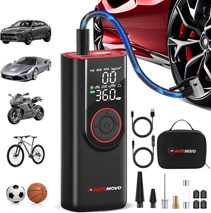 Tire Inflator Portable Air Compressor-3X Faster Inflation, 150PSI Air Pump for Car Tires with Digital Pressure Gauge/LED Light, Portable Tire Inflator for Car, Motorcycle, Bike, Ball