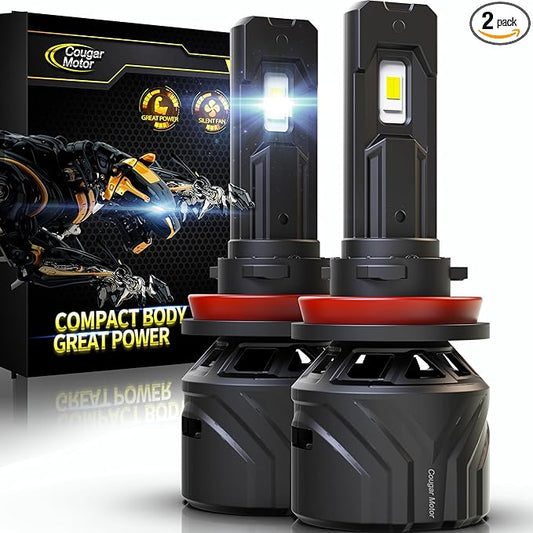 Cougar Motor H11 Bulbs, H11 Light Bulb H8 H9 Fog Lights 6500K White Non-Polarity H11 Fog Bulb Plug and Play - Pack of 2