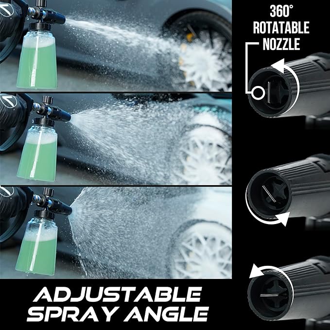VIKING Professional Foam Cannon for Car, Adjustable Spray Nozzle, 1.1 Liter Soap Canister, 1/4" Quick Connect Plug for Pressure Washer and Car Detailing Kit