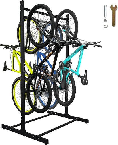 Freestanding 8 Bike Storage Rack for Garage, 2-Sided Bicycle Organizer, Hold Multiple Bicycles, Mountain Bikes, Road Bikes, Kids’ Bicycles and E-Bikes
