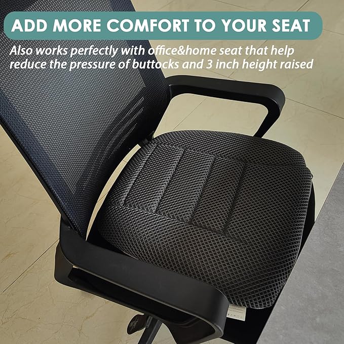 AEROiVi Car Booster Seat Cushion Raise The Height for Short People Driving, Breathable 3D Air Mesh, 3 Inch Booster Seat, Non-Slip Bottom, Comfort Car Seat Protector, Car Seat Pad with Truck,Cars,SUVs