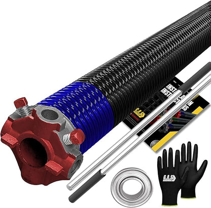 Garage Door Torsion Spring 262x1.75x37 Includes 1” Steel Bearing, Non-Slip Gloves, and Winding Bars for Left Side of Garage Door Precision E-Coating 5-Year Warranty Min. 30,000 Cycles (Red Cone)