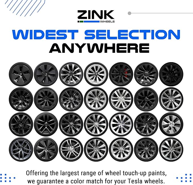 Premium Tesla Wheel Curb Rash Repair Kit for Model Y 19-inch Black Crossflow Rims - DIY Kit with Color-matched Touch Up Paint - Made in USA