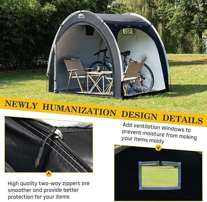 Happy Travel Bike Storage Shed Tent,Outdoor Portable Bicycle Storage Sheds with 210D Oxford Fabric PU4000 Waterproof for 2/3/4/6/8 Bikes,Bike Covers Shelter for Motorcycle,Garden Tools,Toys,Lawn Mower