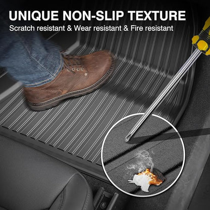 Powerty Floor Mats for 2024 2025 Tesla Model 3 Highland Accessories 1st & 2nd Row Liner Set All Weather TPE 3D Car Mats All-Weather Floor Liners