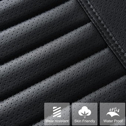 1pc Edge Wrapping Comfortable Car Front Seat Cover Cushion Pad Mat Protector, Anti-Slip Bottom Seat Cushion Cover for Auto with PU Leather(Black)