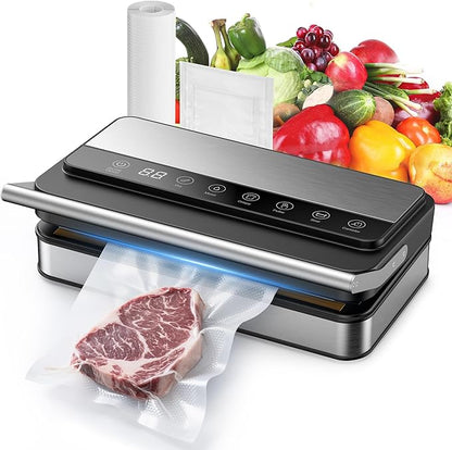 VUSIGN Vacuum Sealer Machine with Strong -85KPA Suction, Low Noise, Built-in Cutter, Bag Storage Box, Handheld Design