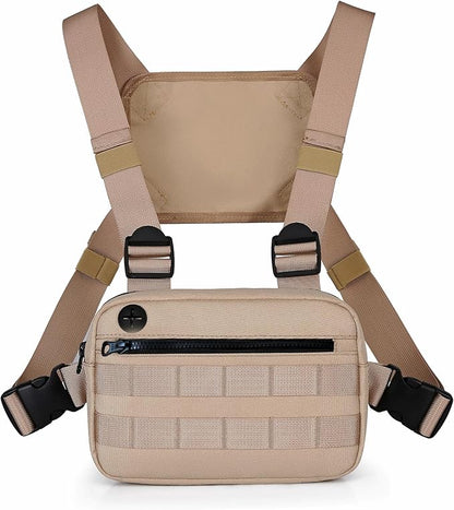 Outdoor Chest Bag For Men, EDC Chest Pack With Built-In Phone Holder, Lightweight Chest Rig Pouch