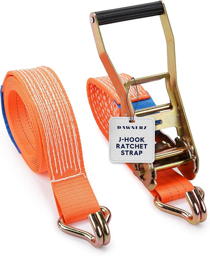 Heavy Duty Ratchet Straps 2" x 14' - 6600 Lb Breaking Strength Tie Down Straps with Double J Hooks for Trucks and Trailers