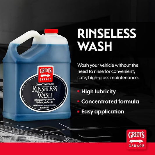 Griot's Garage Rinseless Wash for Car Cleaning and Detailing, No-Rinse Vehicle Washing, Dilutes Into Detailer, Clay Bar Lubricant, 10488, One Gallon