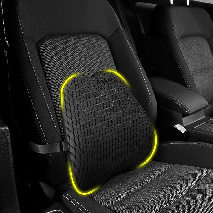 Lumbar Support Pillow for Office Chair,Memory Foam Back Lumbar Support Pillow,Relieve Back Pain,3D Breathable Fabric&Shoulder Strap Fixation,Back Support for Office Chair/Wheelchair/Car(Black)
