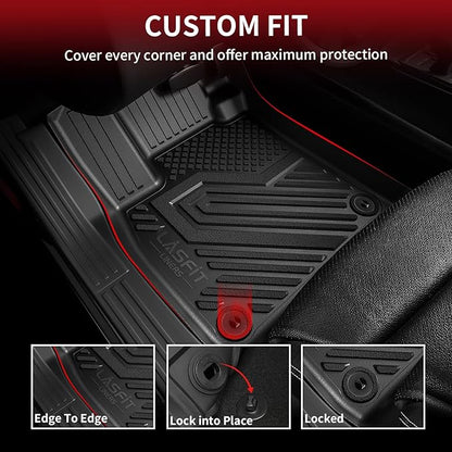 LASFIT Floor Mats and Trunk Mat for Honda Accord Sedan 2023 2024 2025 2026 (Include Gasoline & Hybrid), All Weather TPE Floor Liners 1st & 2nd Row & Cargo Mat Full Set, Black