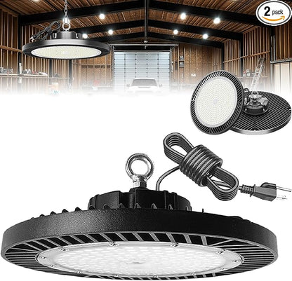 250W UFO LED High Bay Light,30000lm 6000K Daylight 2500W Equivalent with US Plug Cable LED Garage Lights Commercial Warehouse Area Light Workshop Garage Factory Lowbay Area Lighting