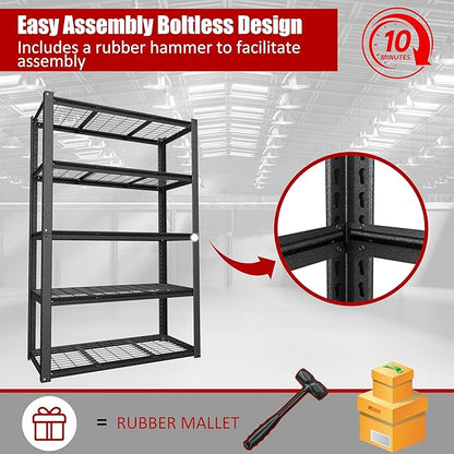 MUPATER 48" W x 20" D x 72" H Metal Storage Shelves, Garage Shelving Unit, Standing Utility Shelf Racks, 5 Tier Shelves and Adjustable Shelves for Garage Kitchen Warehouse
