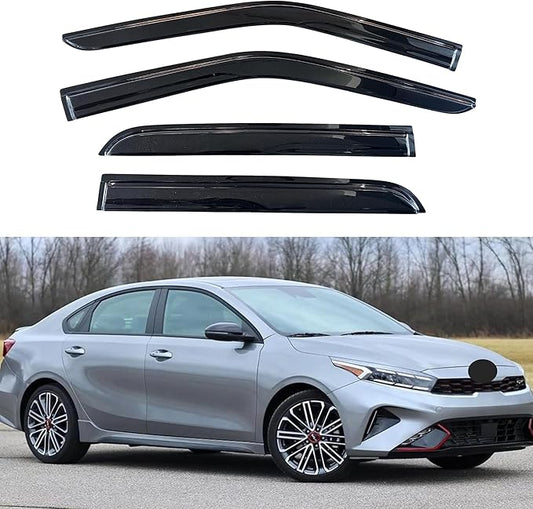 KPY Window Visor Compatible with Kia Forte Sedan 2019-2024, 4PC Rain Guard Side Window Vent Deflectors Tape-On Mugen Style, 2019 2020 2021 2022 2023 2024