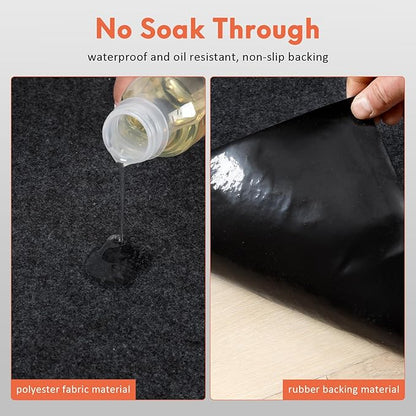 JERIA Oil Spill Mat (17x7.9 Ft) for Under Car Driveway Mats Oil Leaks Absorbent Oil Pad,Rubber Mat Garage Floor,Reusable,Waterproof Backing,Stain Resistant