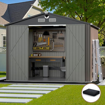 10x12 FT Outdoor Storage Shed,Metal Tool Sheds,Waterproof Outside Storage Shed with Lockable Doors & Air Vent,Storage Building for Backyard Garden