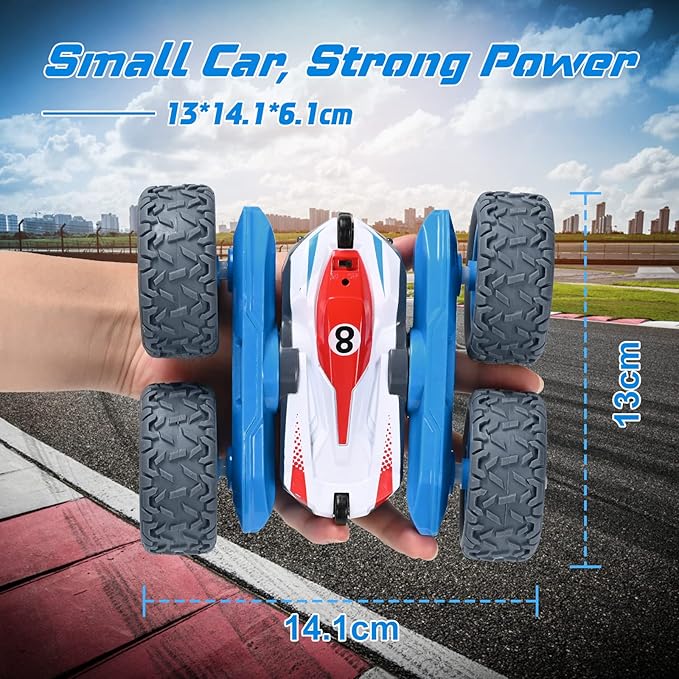 Remote Control Car, 4WD RC Cars Stunt Double Sided 360° Rotating 2 Batteries 2.4Ghz RC Truck with Headlight Birthday Gift for Boys 3 4 5 6 7 8 Year Old