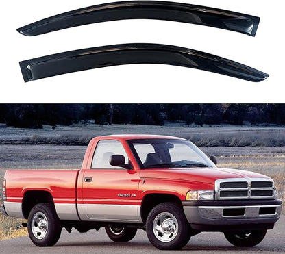 KPY Window Visor Compatible with Dodge Ram 1500 1994-2001 & Dodge Ram 2500/3500 1994-2002 (Excludes Towing Mirror), Rain Guard Side Window Vent Deflectors Tape-On Style, 1995 1996 1997 1998 1999 2000