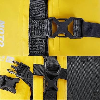 Motorcycle Tail Bag Front Bumper Bag, 8L Roll-top Waterproof Motor Saddle Panniers Luggage Bags for Bike Motorcy-Yellow