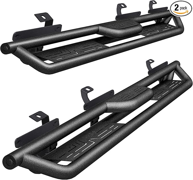 Running Boards Compatible with 2018-2025 Jeep Wrangler JL Unlimited 4 Doors, Carbon Steel Coated Black Truck Side Steps Rails Nerf Bars
