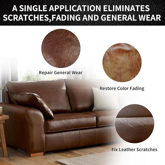 Leather Repair Kit Recoloring Balm Cleaner Conditioner Waterproof Beeswax Oil for Car Seat Furniture Couch Shoe Leather Vinyl(Beige)