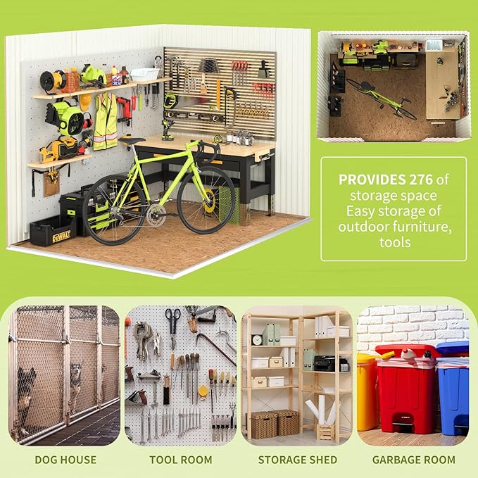 Metal Storage Shed,Outdoor Storage Building 8x6,Large Backyard Shed with Lockable Door,Waterproof Outside Storage Shed