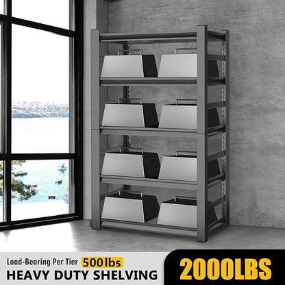 63" Heavy Duty Garage Shelving, 5-Tier Adjustable Storage Shelf, 2000lbs Capacity for Kitchen Garage Warehouse Organization