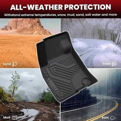 LASFIT Floor Mats and Cargo Liner for Ford Escape Gasoline 2020-2025(NOT for Hybrid Models) All Weather Protector TPE Custom Fit Car Floor Liners, 1st & 2nd Row & Trunk Set, 4PCS Black