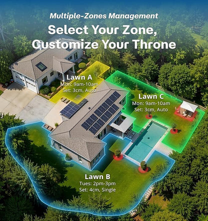 Robot Lawn Mower No Wire T1200Pro 2025 with L-Shape Wall Mount Rod, Automatic Robot Mower, Ride-on Edge Mowing, Multiple Zones Management, AI Obstacle Avoidance, for Lawn Up to 0.37 Acre