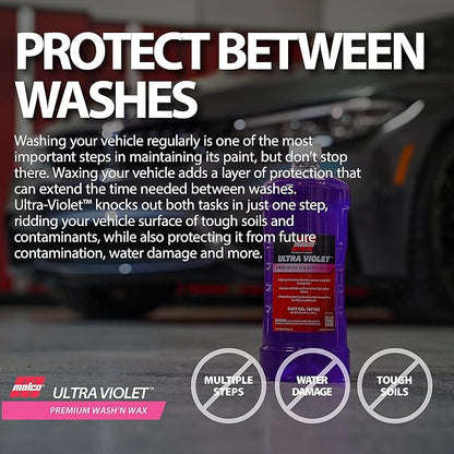 Malco Ultra Violet Premium Wash'n Wax – Best 2-In-1 Car Wash and Wax/Cleans and Provides A Durable, High-Gloss Shine in One Fast and Easy Step / 1 Gallon (107101)
