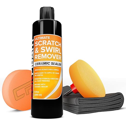 Carfidant Scratch and Swirl Remover - Car Scratch Remover for Vehicles Paint - Polishing Compound for Cars - Paint Restorer Kit with Pad, Microfiber and Drill Attachment