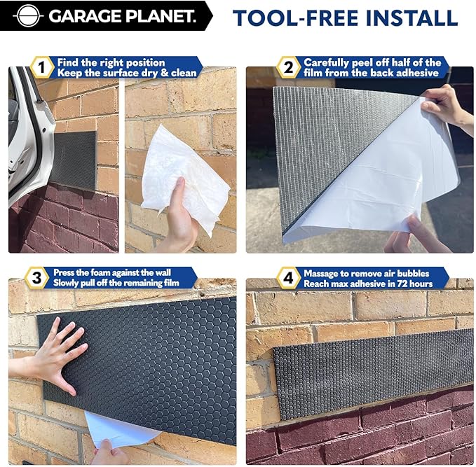 H1 Garage Wall Protector Car Door Wall Protector, Tool-Free, Designed in Australia (White, 2 Pack)