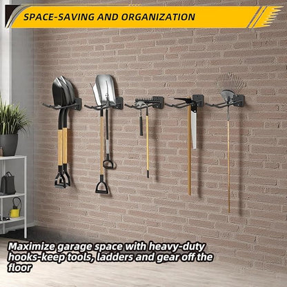 Garage Storage Hooks Heavy Duty Steel Tool Organizer Wall Mount Hangers Hooks Racks for Ropes Hoses and Garden Yard Tools Organization Holder Bulk Items Hanging Tool 9 Inch (2 PACK)