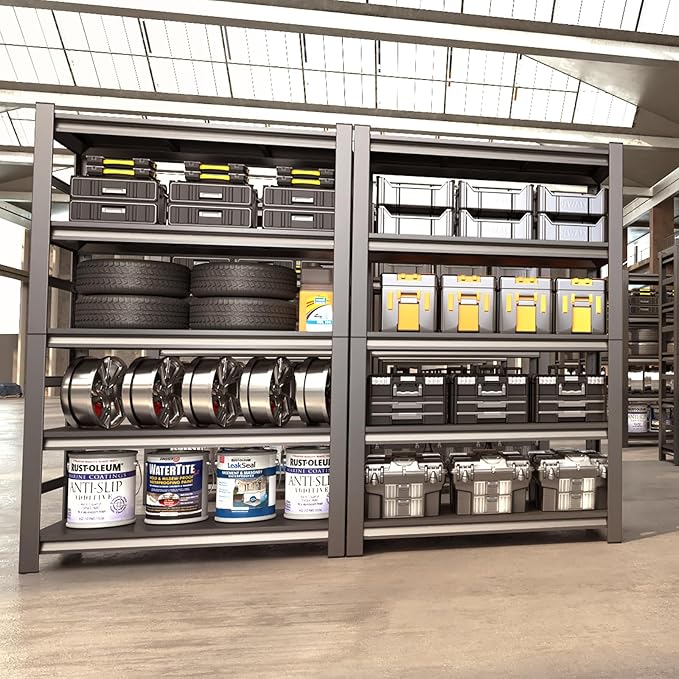 72" H Garage Shelving 3000LBS Heavy Duty Shelving Units and Storage Shelves Adjustable 5 Tier Metal Industrial Shelving for Kitchen,Utility Room and Basement,Black (16" D*36" W*72" H)