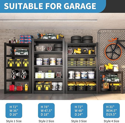 31.5" H Metal Storage Shelving, 1500LBS Heavy Duty Shelves Unit, Adjustable 3 Tier Storage Rack, Industrial Utility Shelf for Garage, Warehouse, Bedroom, Kitchen,18" D×34“W×31.5”H, Black