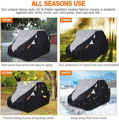 Neverland UTV Cover Waterproof 300D Heavy Duty 2-3 Seater/4-6 Seater 4 Door Side by Side Covers All Weather Protection Compatible with Polaris RZR Can-Am Maverick Defender Kawasaki
