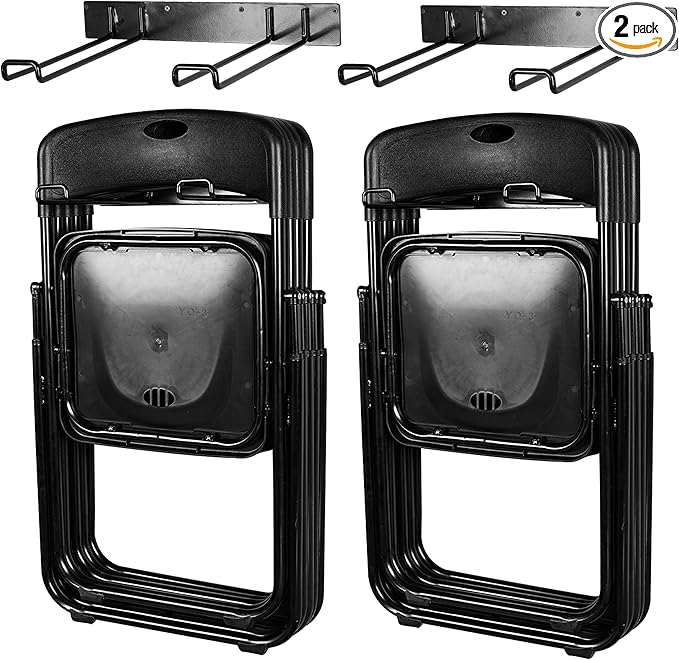 Heavy Duty Folding Chair & Tool Rack – Wall Mount Organizer for Garage, Garden, Beach & Camping – 2 Pack, 250 lbs Capacity Each