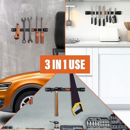 12" Magnetic Tool Holder Strip - A Tool Magnet Bar for Garage Organization, Shop Organization, and Workbench Accessories - Best Gift for Men - Easy To Install in Workshop - Mounting Screws Included.