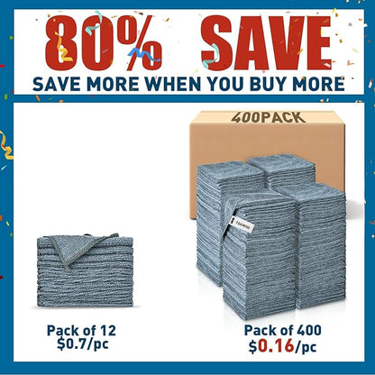 Microfiber Cleaning Cloths Bulk Pack-400 Pack, Microfiber Towels Bulk, Towels for Cars, Cleaning Rags Gray (12x12 inches)