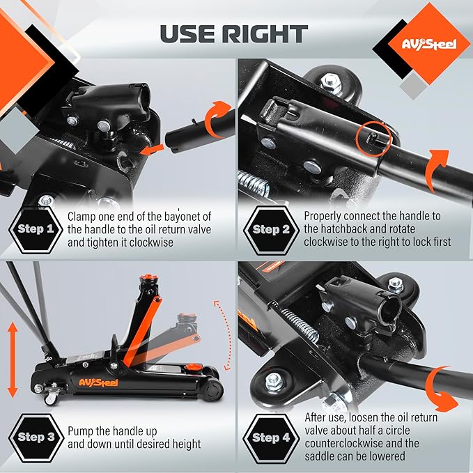 Floor Jack 2.5 Ton (5500 lbs), Low Profile Floor Jack with Single Piston Pump, Heavy Duty Steel Hydraulic Jack for Car, Jack for Car with Lifting Range 3.4'' to 14.6''
