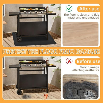 Under Grill Mat for Outdoor Grilling, 32 x 48 inches Double-Sided Fireproof Waterproof BBQ Protector for Deck and Patio Under Grill Mat for Outdoor BBQ