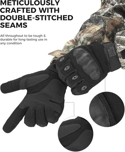 KEMIMOTO Tactical Gloves for Men, Touchscreen Motorcycle Gloves with Hard Shell & Palm Padding for Sports Motorcycle Cycling Tactical Airsoft Paintball Hunting Hiking Camping Climbing
