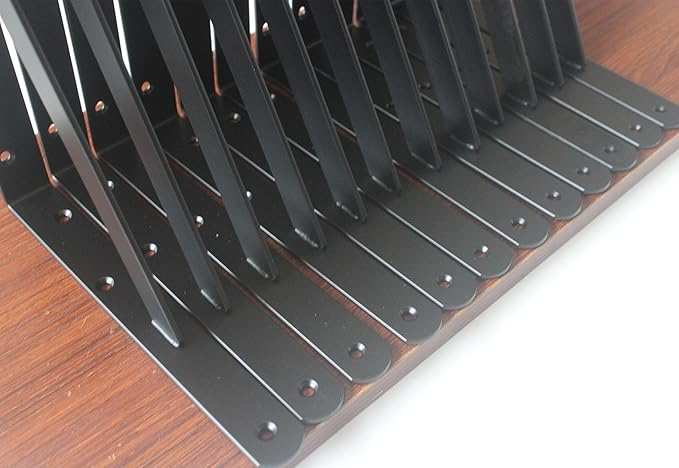 6 Pack L10 x H 8" Black Heavy Duty Shelf Brackets with Screws Metal Shelf Brackets Shelf Support Angle Brackets for Shelves L Brackets Heavy Duty Floating Shelf