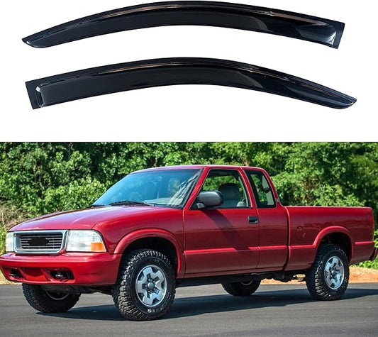 KPY Window Visor Compatible with 1994-2004 Chevrolet S10/GMC Sonoma & S10 Blazer/S15 Jimmy 1995-2005 & Isuzu Hombre 1996-2000, Rain Guard Vent Deflectors Tape-On, 1996 1997 1998 1999 2001 2002 2003