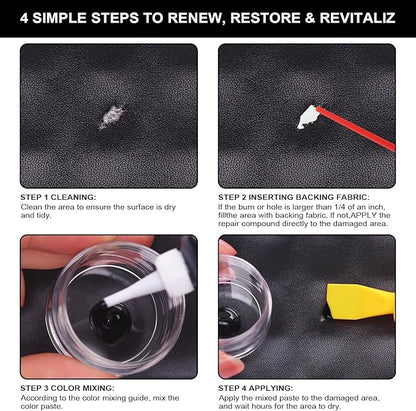STARTSO WORLD Black Leather Repair Kit, Vinyl Repair kit for Car Interiors, Furniture, Couches, Car Seat, Sofa, Jacket and Purse, Restores Faux, Artificial, Genuine Pleather