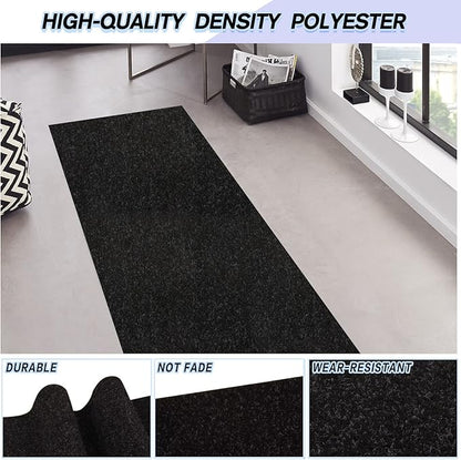 Custom Size Backed Non-Slip Area Rugs Runner, Easy Clean, Waterproof Runner Rugs for Hallway Entryway, Kitchen, Laundry, 4FT x 42FT, Black